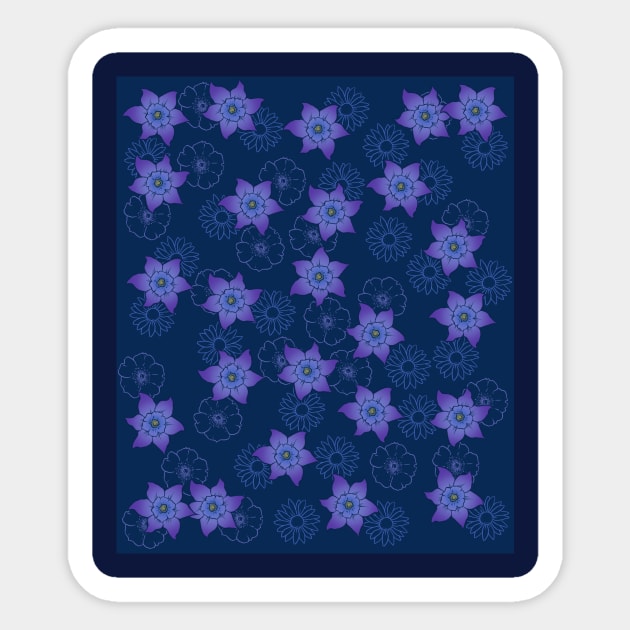 Purple Clematis Floral Pattern Sticker by bubbsnugg